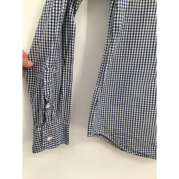 J. Crew Check Pattern Button Front Long Sleeve Shirt Blue Size Large Tall - Picture 2 of 9